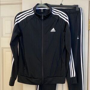 Adidas Black Track Suit with White Stripes